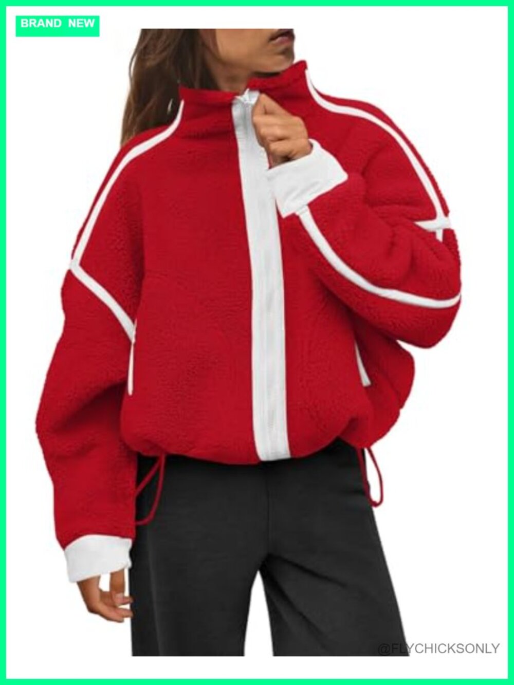 Womens Sherpa Fleece Jacket Full Zip Fuzzy Oversized with Pockets Fall Winter